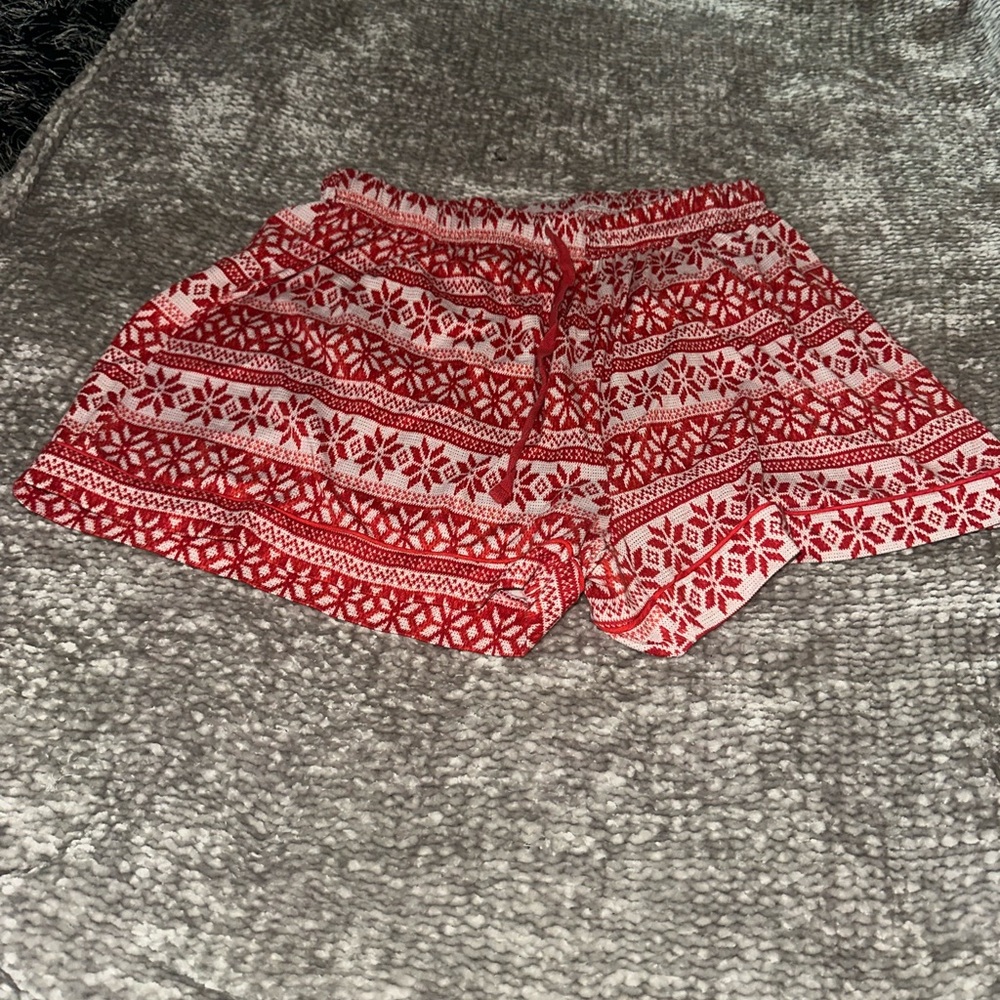 Red Patterned Women's Shorts
